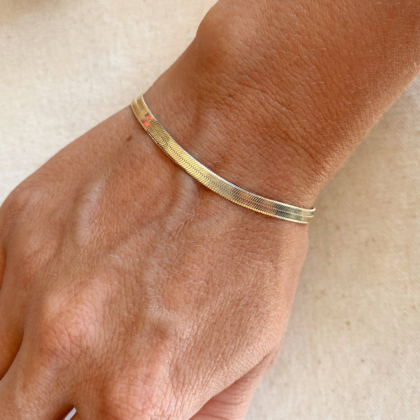 18k Gold Filled 4mm Herringbone Bracelet