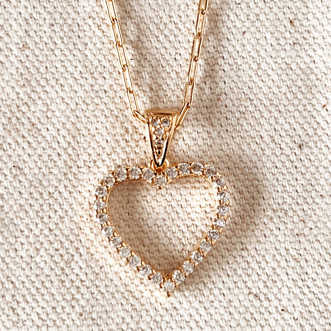 18k Gold filled Stoned Heart Necklace