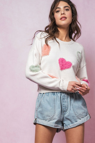 Fuzzy Heart Sweater trend:notes