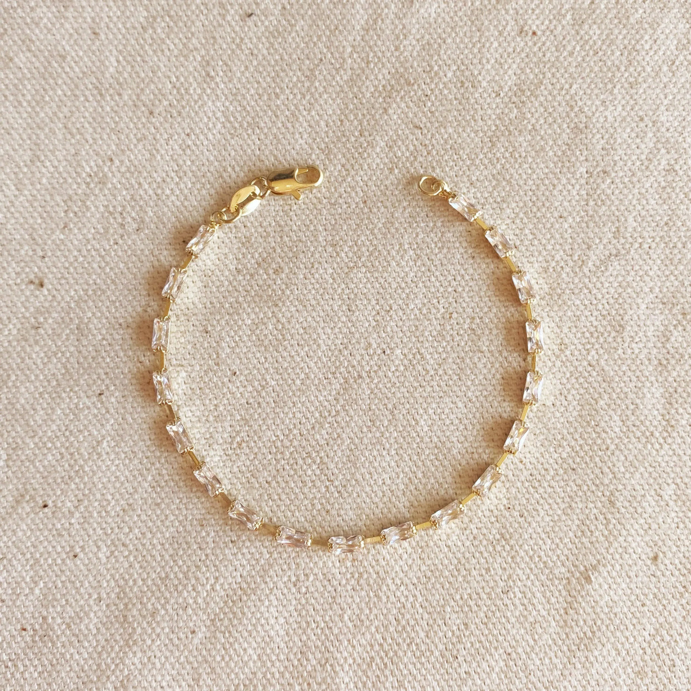 18k Gold Filled Sideway Baguette Tennis Bracelet GoldFi