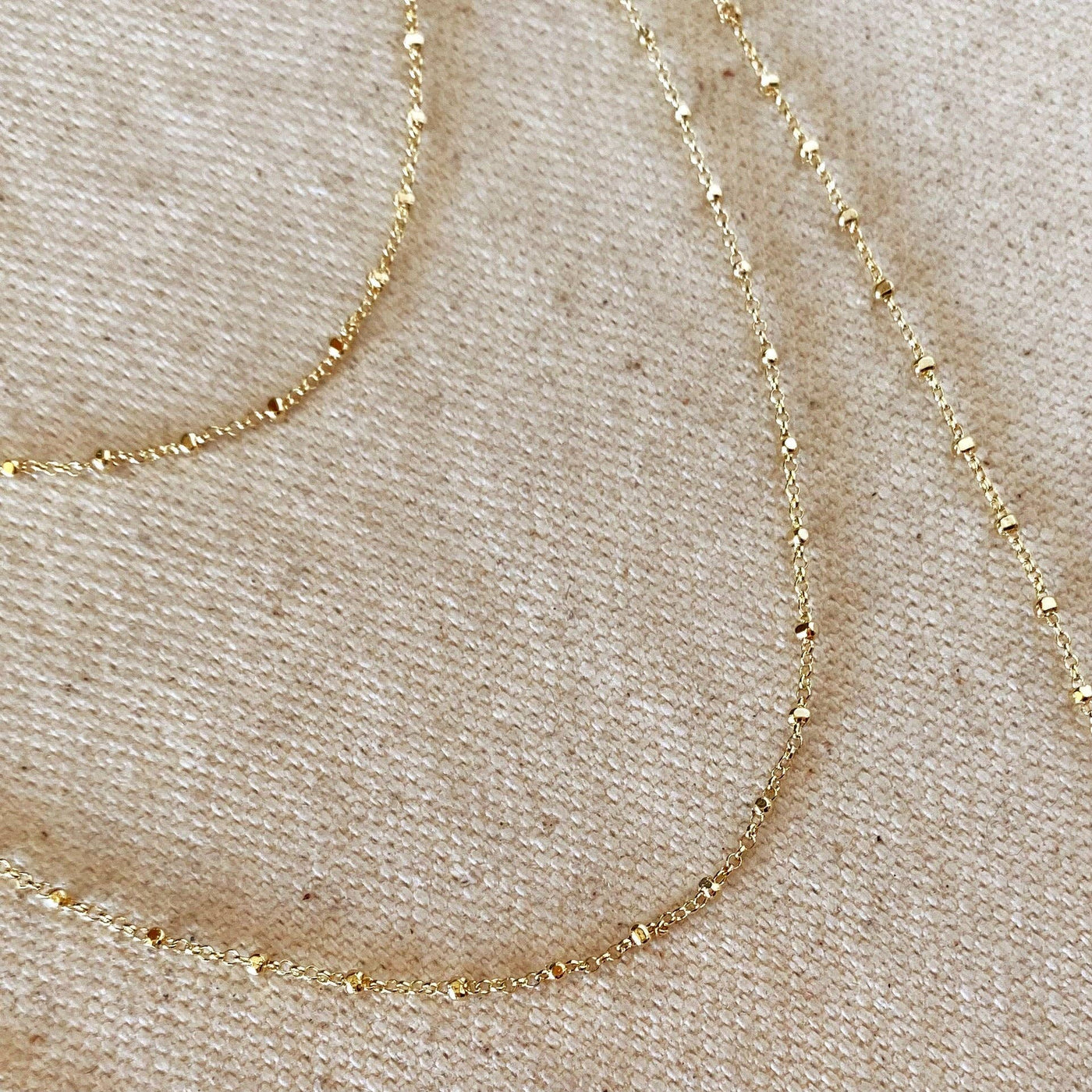 18k Gold Filled 1mm Spaced Beaded Chain