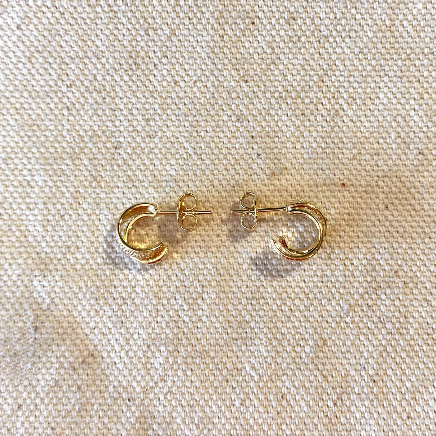 18k Gold Filled 10mm Mini Double Wire C-Hoop Earrings GoldFi