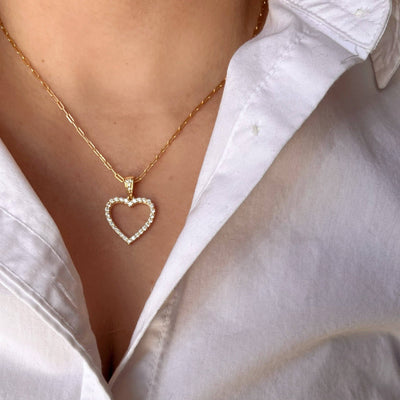 18k Gold filled Stoned Heart Necklace