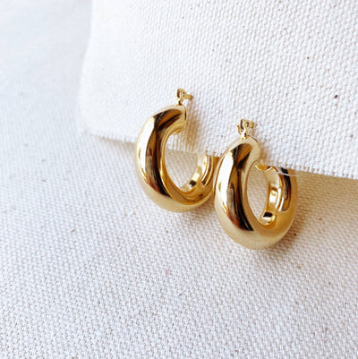 18k Gold Filled Thick Small Hoop Earrings GoldFi