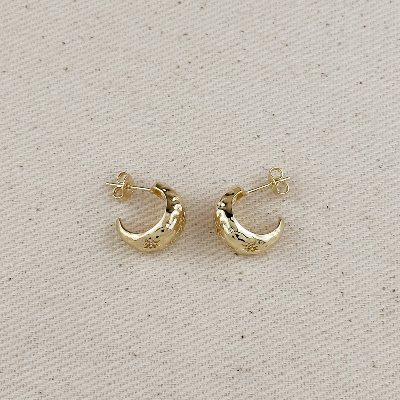 Hammered Crescent Moon Earrings GoldFi