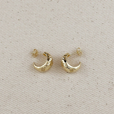 Hammered Crescent Moon Earrings