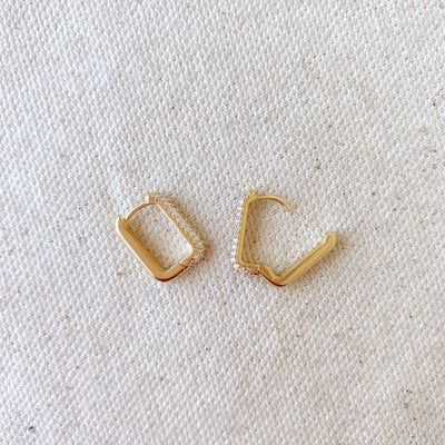 18k Gold Filled Rectangular Clicker Hoop Earrings GoldFi