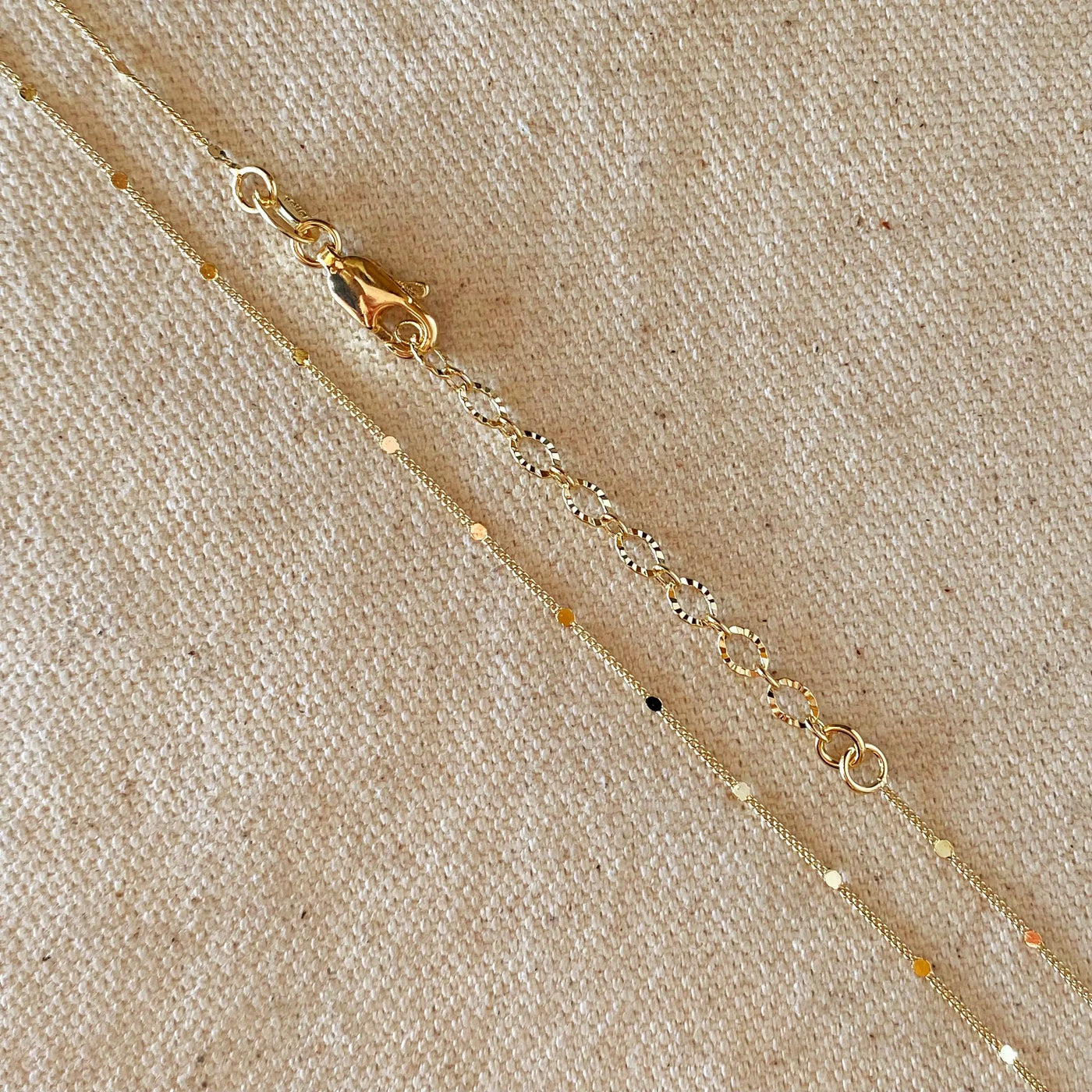 18k Gold Filled 1mm Curb Chain With Pressed Details GoldFi