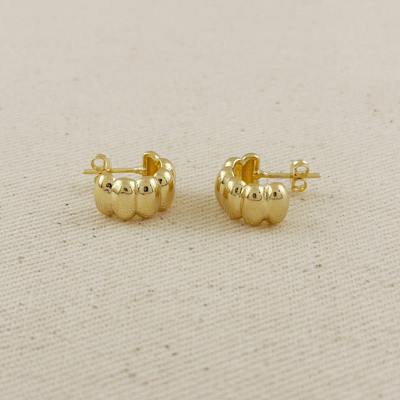 18k Gold Filled Scalloped C-Hoop Earrings GoldFi