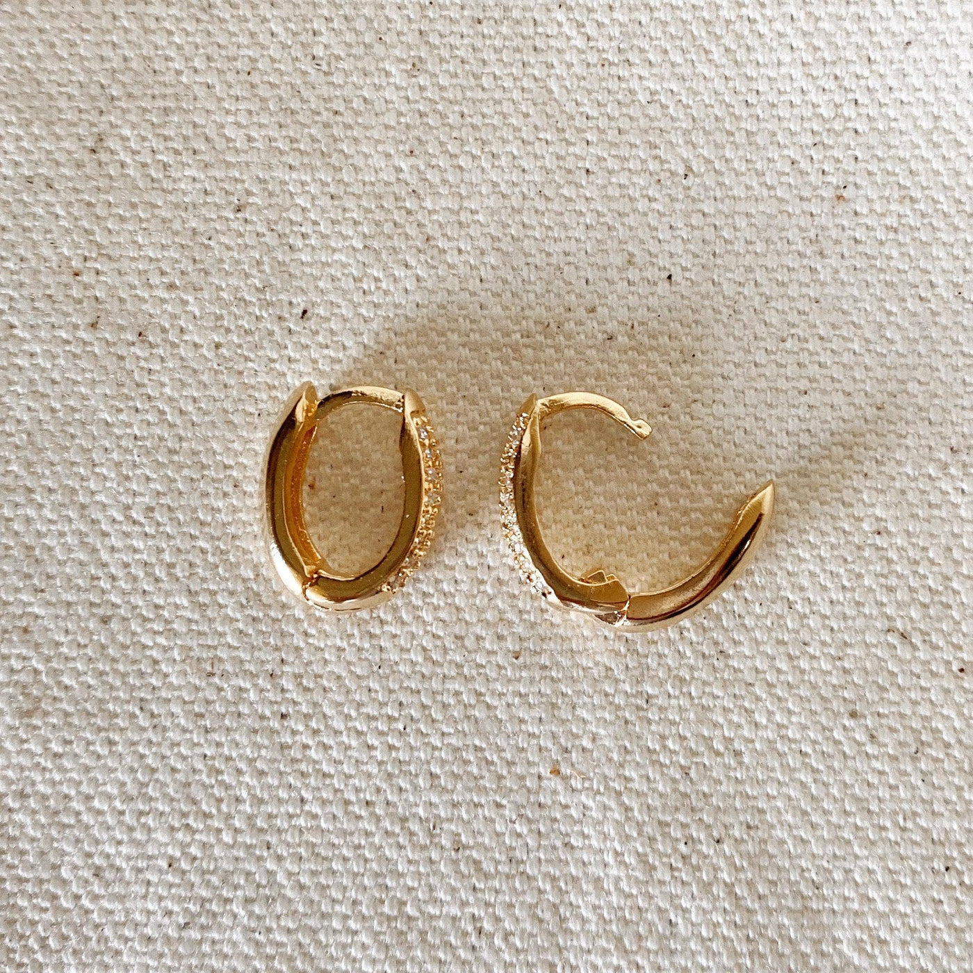 18k Gold Filled Oval Clicker Hoop Earrings GoldFi