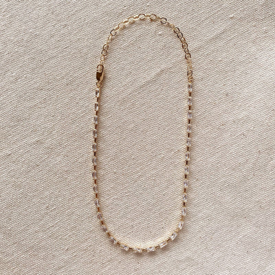 18k Gold Filled Sideways Clear Cubic Zircon Baguette Choker GoldFi