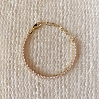 18k Gold Filled 3mm Cubic Zirconia Nude Pink Bracelet GoldFi