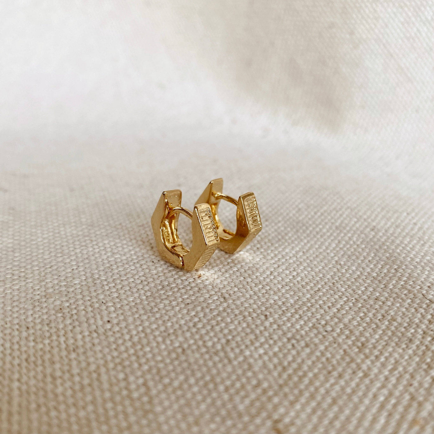 18k Gold Filled Textured Shaped Clicker Hoop Earrings GoldFi