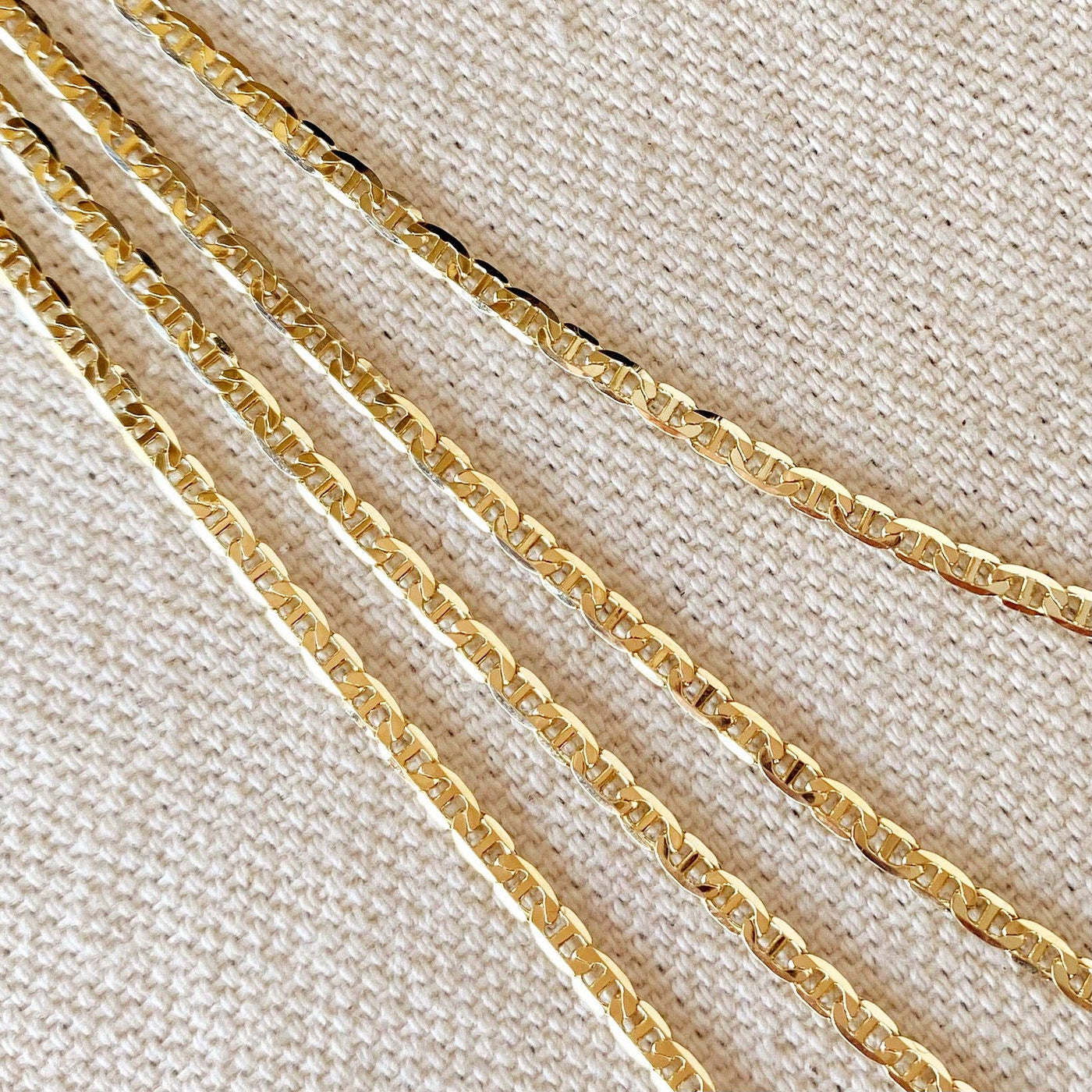 18k Gold Filled 2mm Flat Mariner Chain