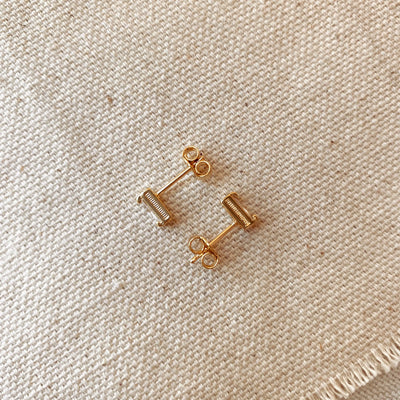 Cubic Zirconia Baguette Stud Earrings In Gold Filled GoldFi