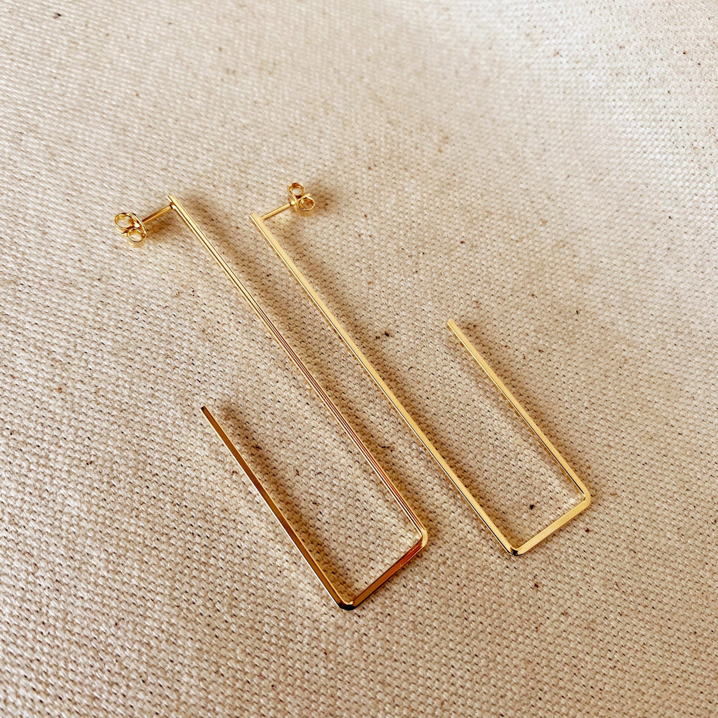 18k Gold Filled Rectangle Shaped Earrings GoldFi