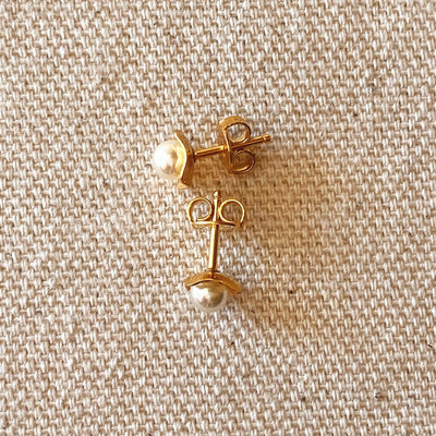 18k Gold Filled 4mm Simulated Pearl Stud GoldFi