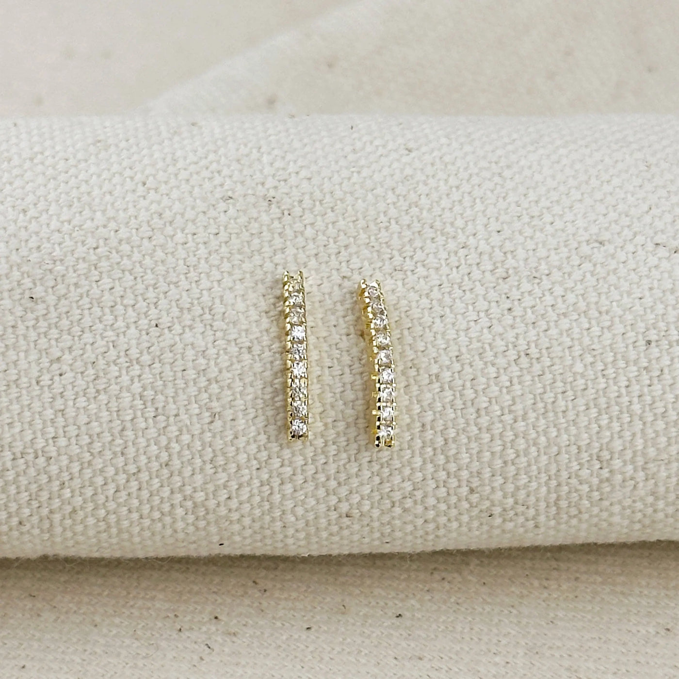 18k Gold Filled CZ Thin Line Stud GoldFi