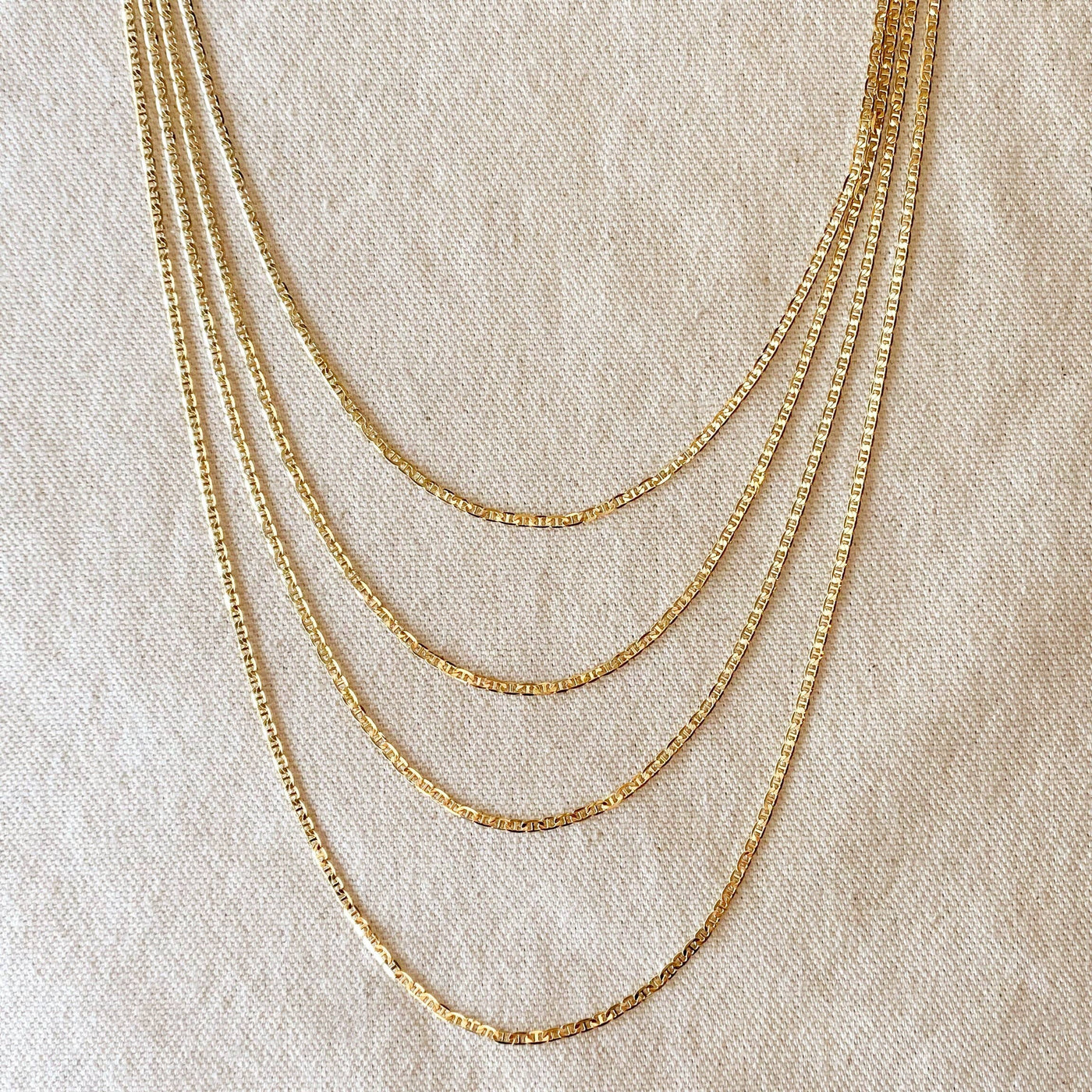 18k Gold Filled 2mm Flat Mariner Chain