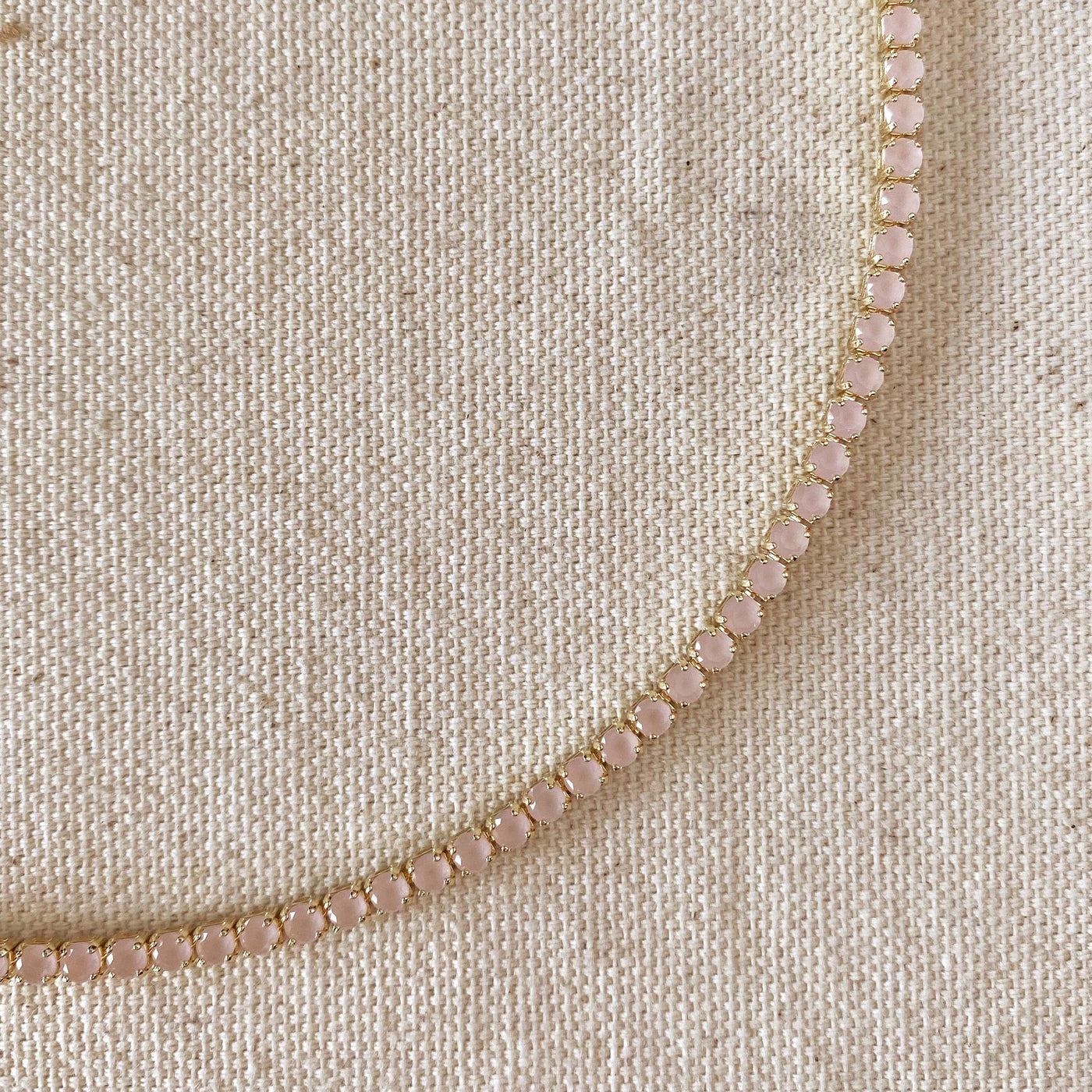 18k Gold Filled 3mm Cubic Zirconia Nude Pink Necklace GoldFi