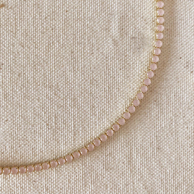 18k Gold Filled 3mm Cubic Zirconia Nude Pink Necklace GoldFi