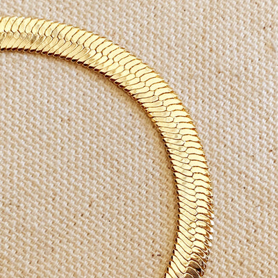 18k Gold Filled 6mm Herringbone Bracelet