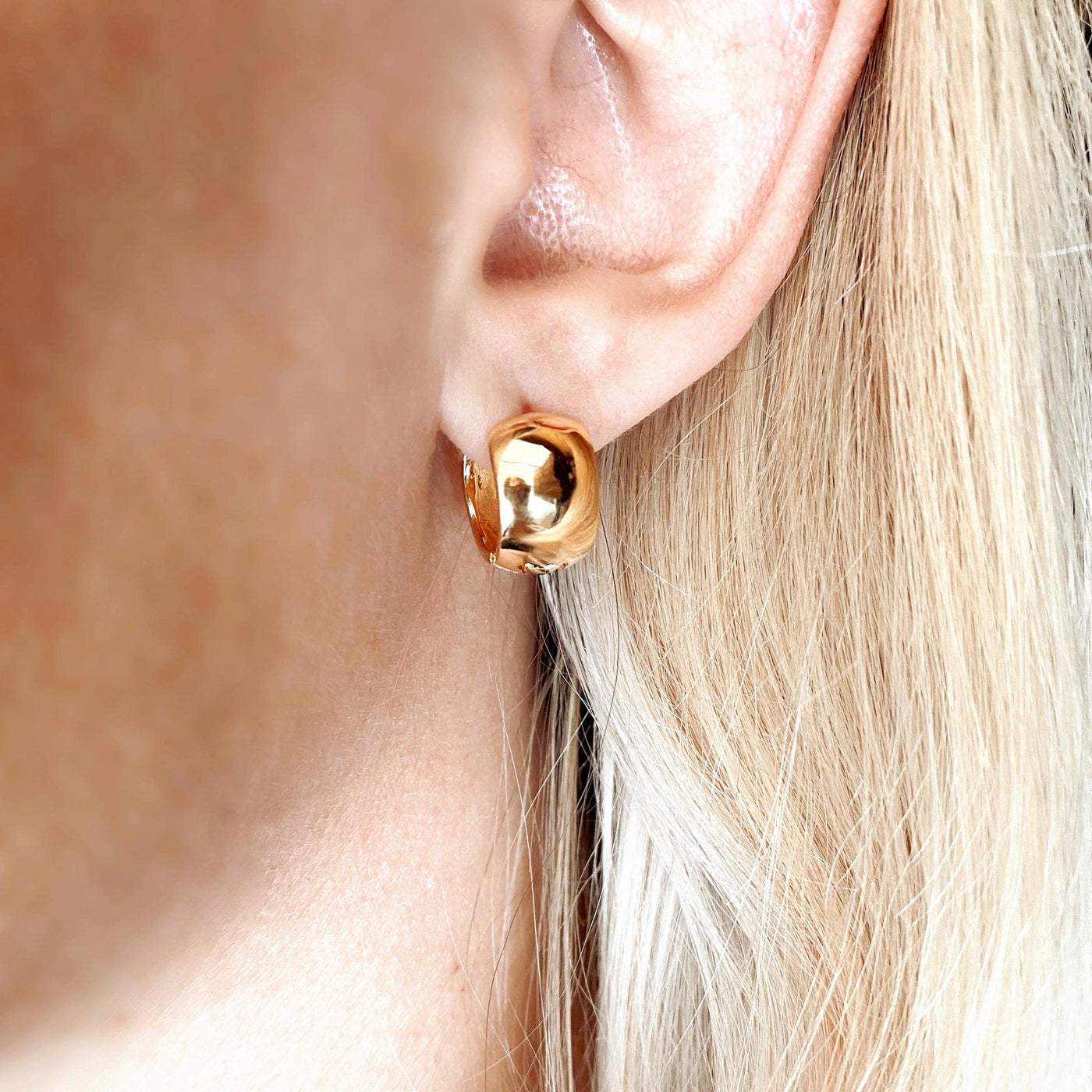 18k Gold Filled Small Chunky Clicker Hoop Earrings