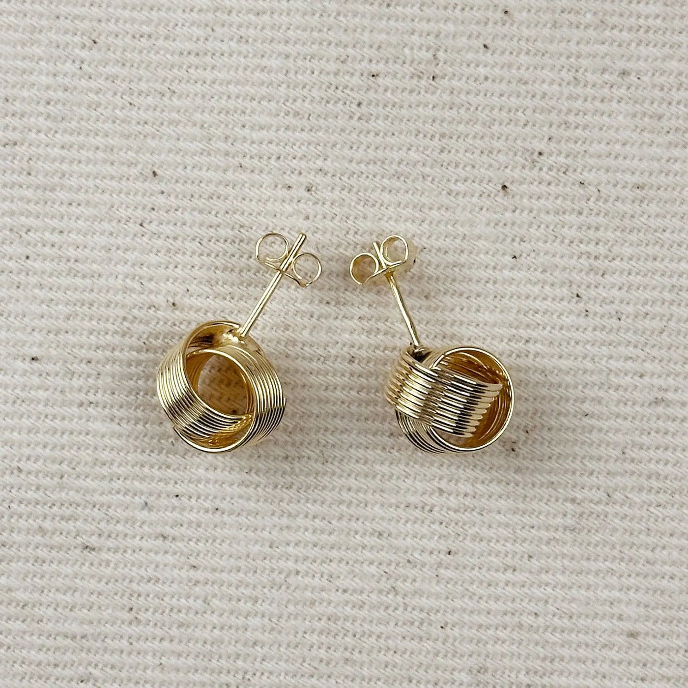 18k Gold Filled Wire Knot Stud Earrings GoldFi