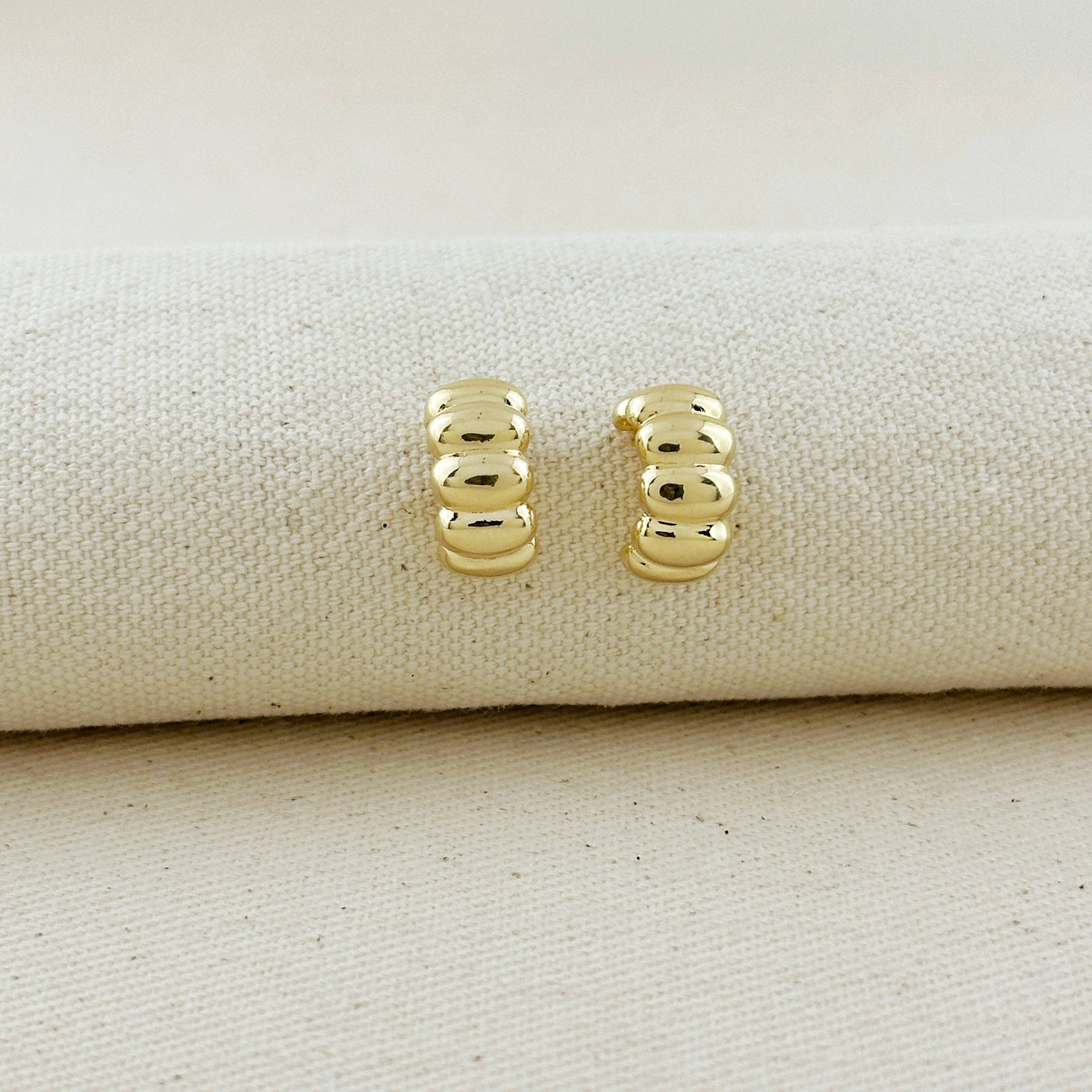 18k Gold Filled Scalloped C-Hoop Earrings