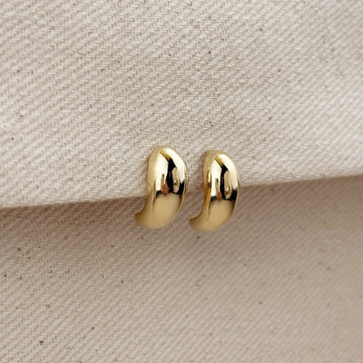 18k Gold Filled Polished Curved Small Stud Earrings