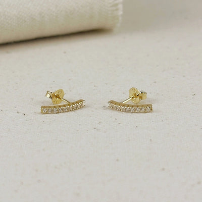 18k Gold Filled CZ Thin Line Stud GoldFi