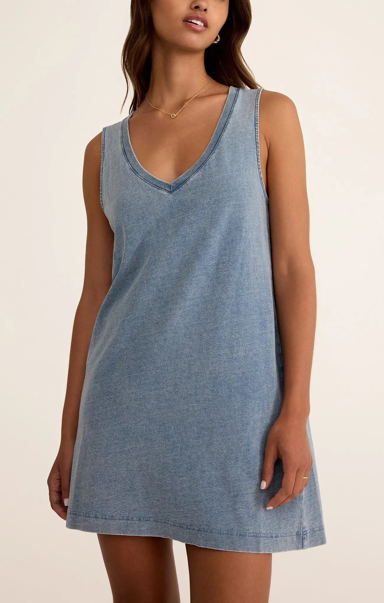 Sloane V-neck Knit Denim Dress Z Supply