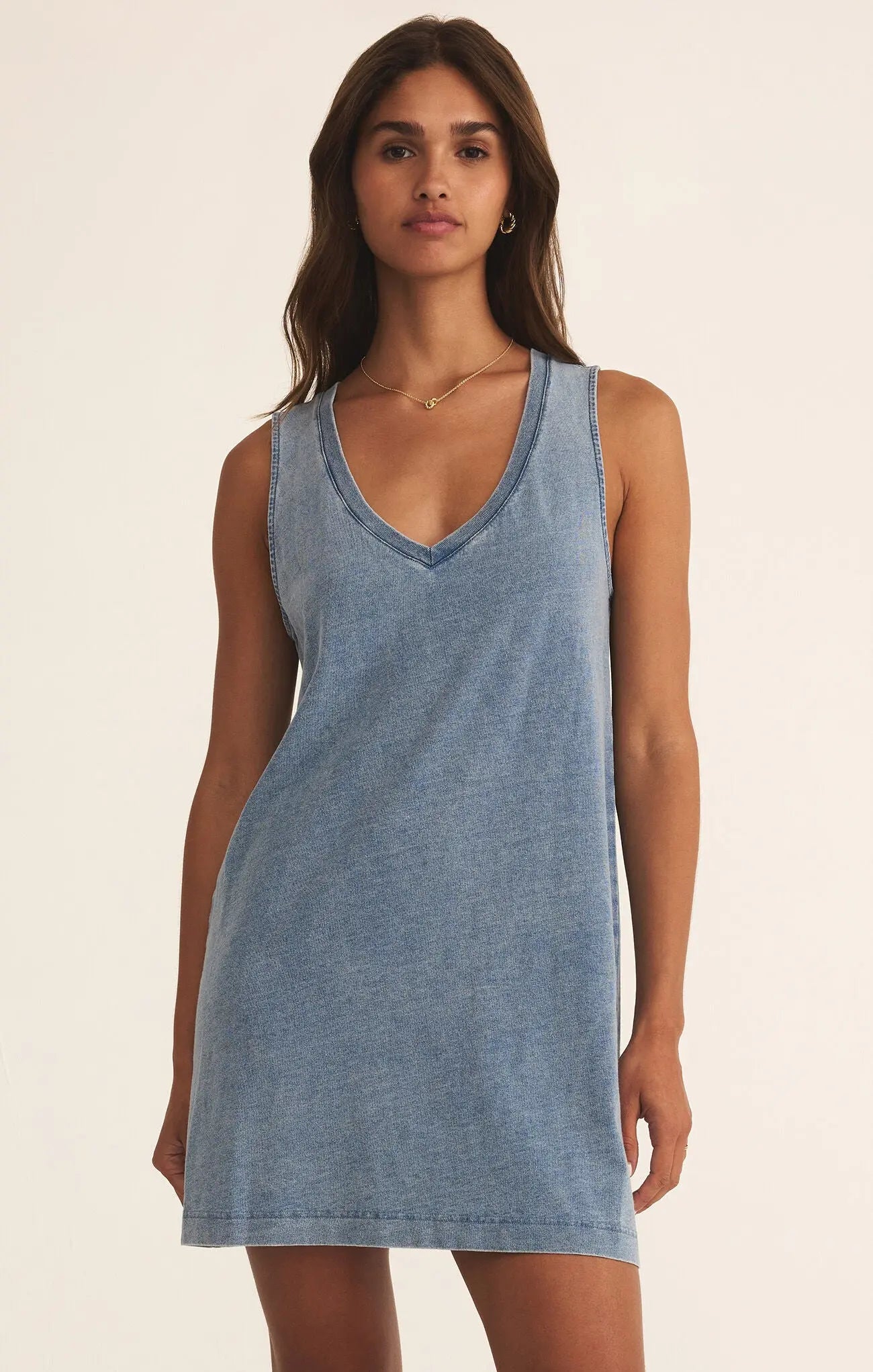 Sloane V-neck Knit Denim Dress Z Supply